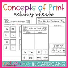 Concepts of Print Activity Sheets